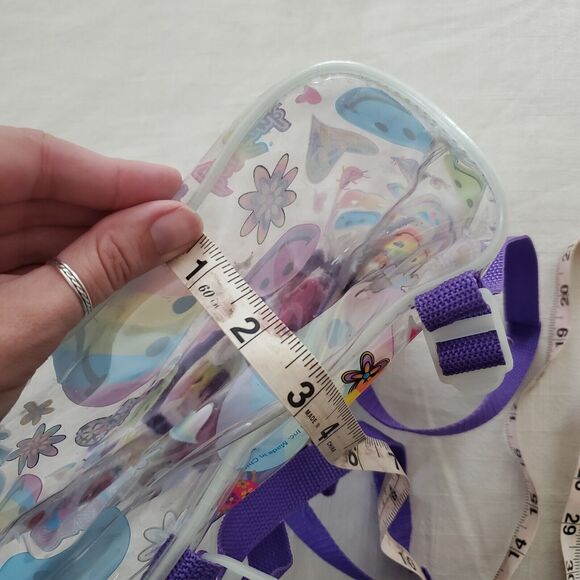 Vintage 90s Lisa Frank Smiley Clear Purple Backpack Mini - Picture 10 of 10
